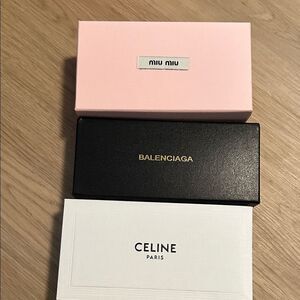 Miu Miu Pink Box, Balenciaga Black Box, Celine White Box Set